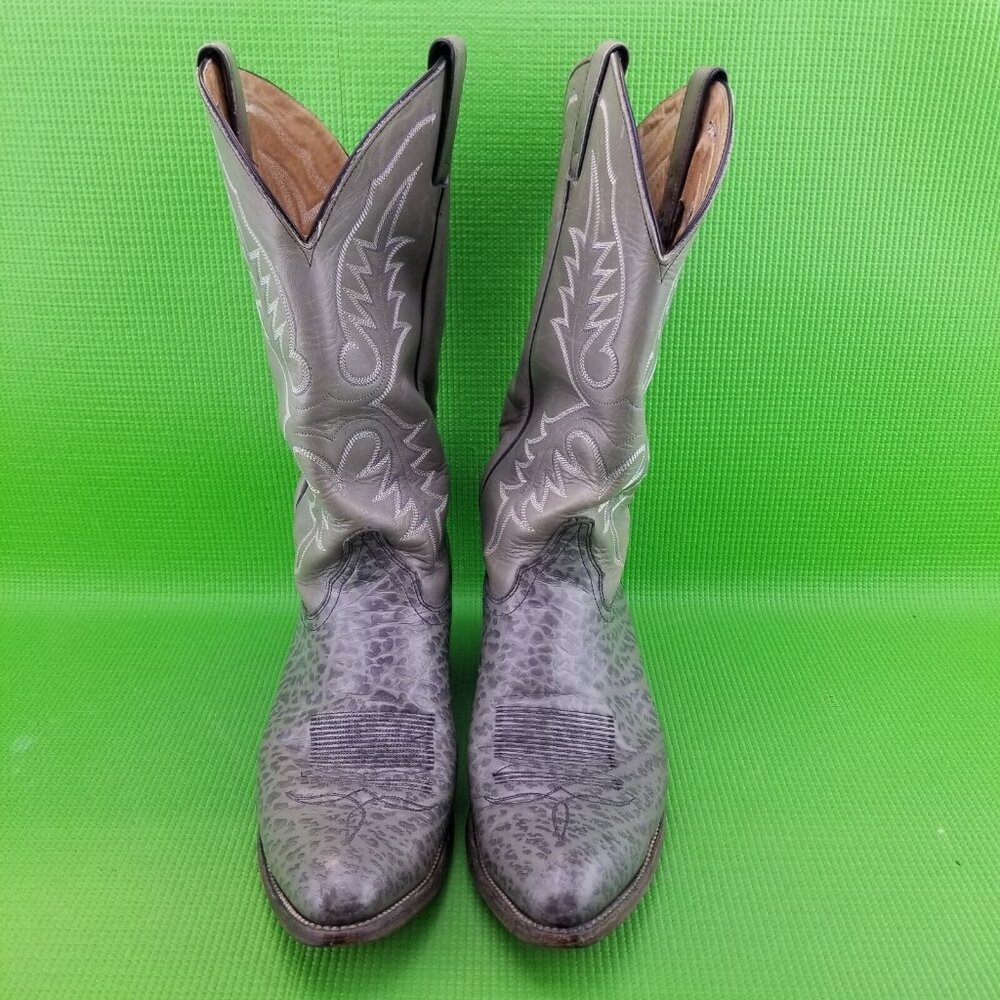 ✅ Mens 11.5 VTG Abilene Pointed Toe Western Cowboy Boots Gray Leather USA **READ - Picture 5 of 13